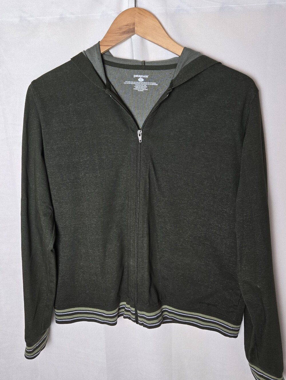 Patagonia Vintage Vitaliti Zip Up Hoodie Sweatshirt Pockets Green Large